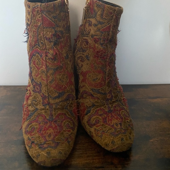 Saint Laurent Monogram Loulou Brown Tapestry Block Heel Ankle Boots/Booties - Picture 3 of 4